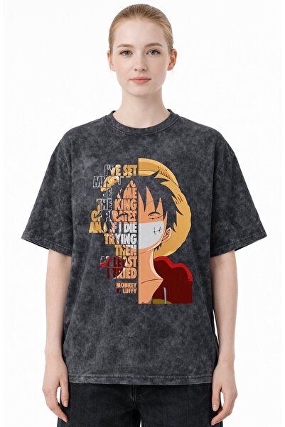 SEVBANO Monkey D. Luffy One Piece Anime Printed Unisex Oversized Vintage Wash...
