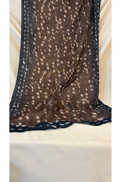 Mehru Scarfs Bambi Patterned Black Brown Shawl – Non-Slip Textures – Summer/Winter – 75X185