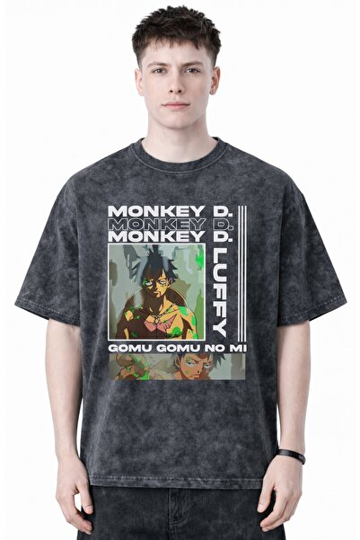 SEVBANO Monkey D. Luffy One Piece Anime Printed Unisex Oversized Vintage Wash...