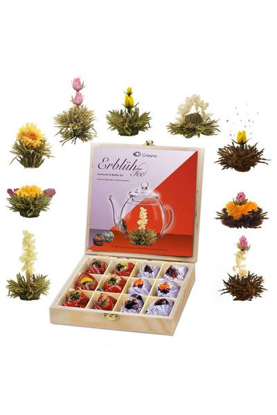 Creano Set cadou ErbluhTee în cutie de lemn cu închidere magnetică, 12 bile d...