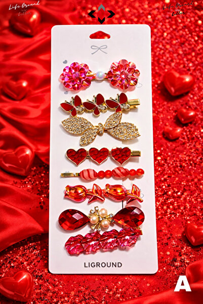 LİGROUND Set de 8 agrafe pentru femei, cu perle colorate și pietre F detaliu ...