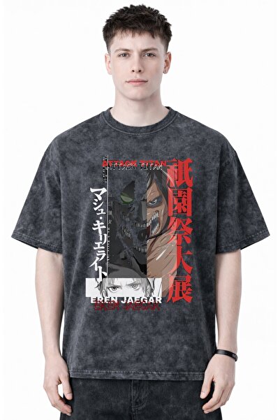 SEVBANO Attack on Titan Eren Yeager Anime Printed Unisex Oversized Vintage Wa...
