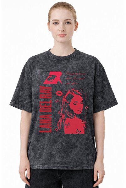 SEVBANO Lana Del Rey Singer Printed Unisex Oversized Vintage Washed T-Shirt