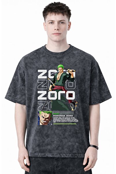 SEVBANO Roronoa Zoro One Piece Anime Printed Unisex Oversized Vintage Washed ...