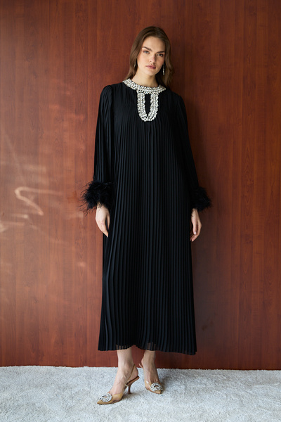 Melike Tatar Taşlı Piliseli Elbise 32-2659