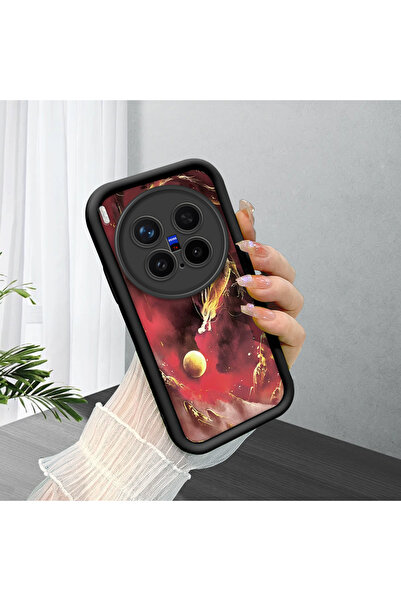 ucuc حافظة سيليكون سوداء متوافقة مع هاتف Vivo X300 Pro، مقاومة للصدمات، نمط ا...