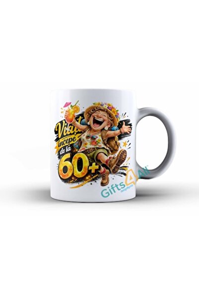 GIFTS4ALL Personalized Anniversary Mug 'Life Begins at 60+'