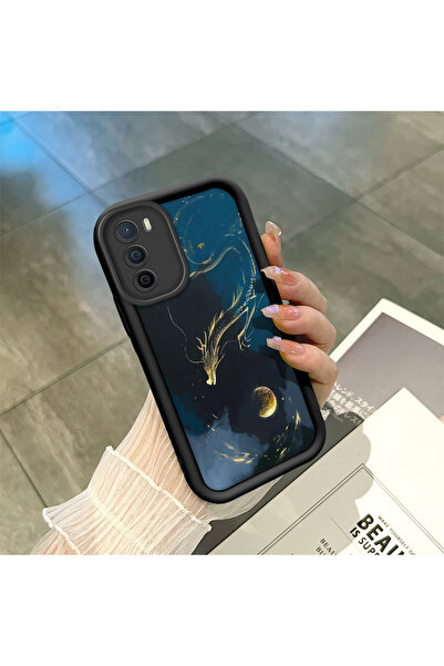 ucuc حافظة سيليكون سوداء متوافقة مع هاتف اوبو A54S، مقاومة للصدمات، نمط التني...