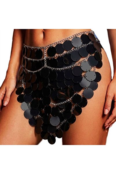 Veille Kadın Parlak Pul Bel Zinciri Etek,Festival Dans Kostümü Aksesuarı, Işı...