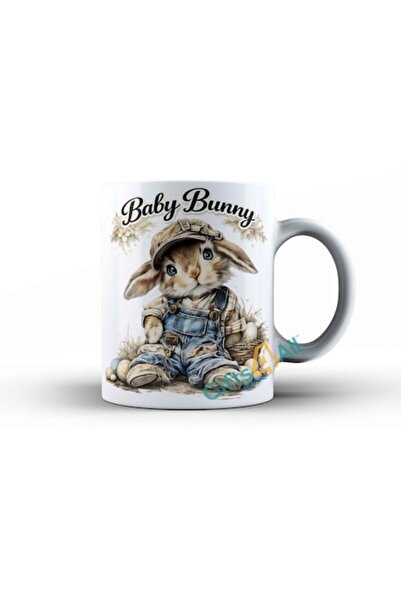 GIFTS4ALL Cana Paste Baby Bunny – cana ceramica, fata, 330 ml, cu iepuras, ca...