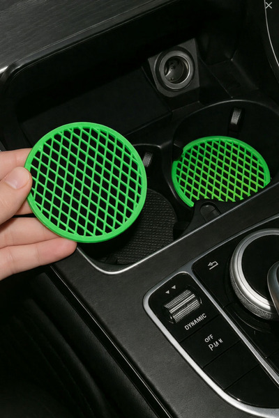 Çiçek Antalya حامل أكواب للسيارة 2 قطعة 6.8 سم - حامل أكواب أسود أخضر للسيارة