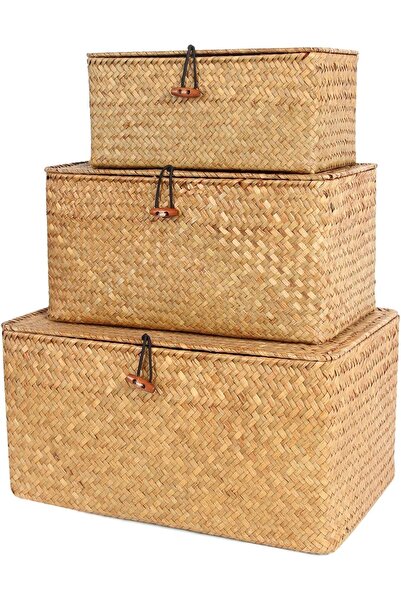 Generic Set of 3 Shelf Basket with Lid