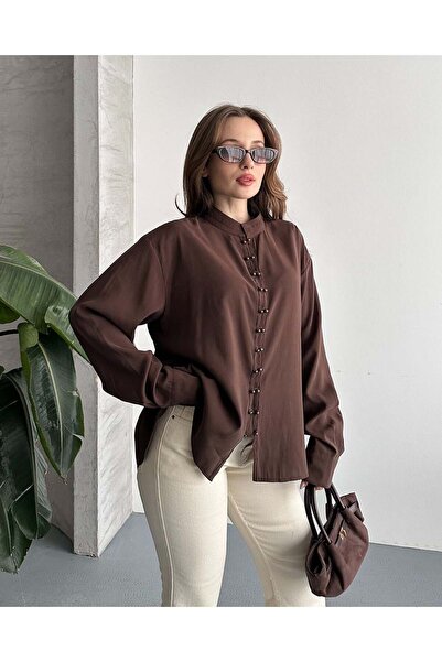 FERZOLAİO Judge Collar Brown Shirt