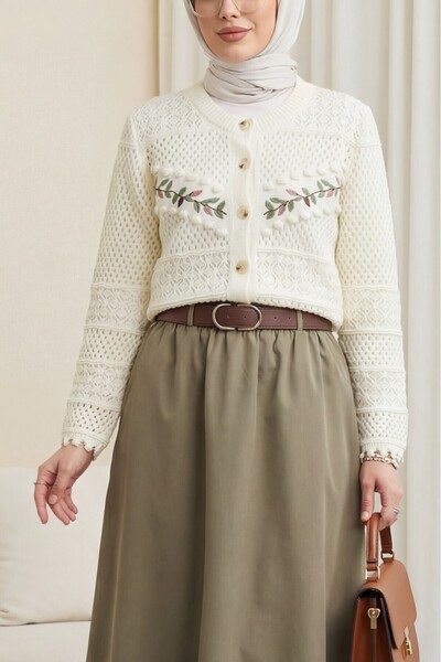 HİJABAYA Ζακέτα πλεκτή με κουμπιά μπροστά Με κέντημα δαντελωτή πλέξη