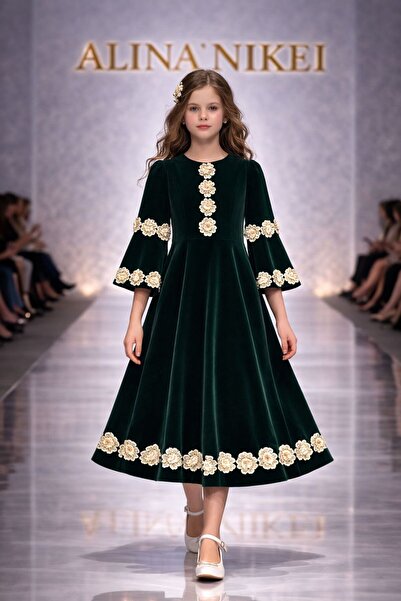 Alina Nikei Rochie elegantă pentru fetițe Emerald Blossom – Alina Nikei, cati...