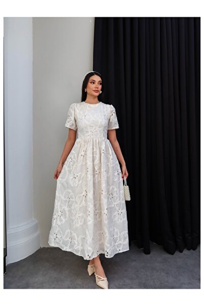 ESRAHELVACI brodat Rochie midi brodată