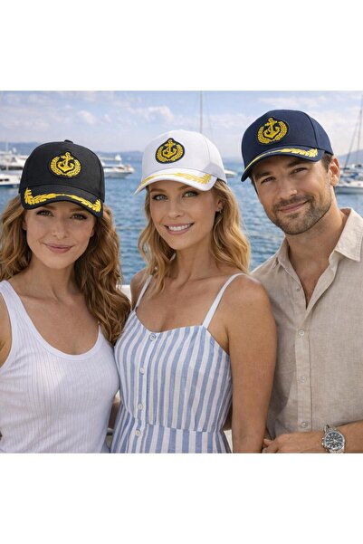 Wearflawless Set of 3 Unisex Captain Sailor Hats, Marina Hats, Adjustable Sum...