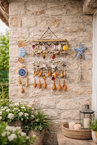 Hedicaret Rüzgar Çanı Seti Bambu Deniz Atı Yıldız Bahçe Balkon Dekoru