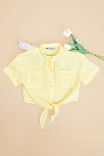 Fulla Moda Prednja Na vezivanje Dvostruka Sa džepovima Skraćeni kroj Košulja ...