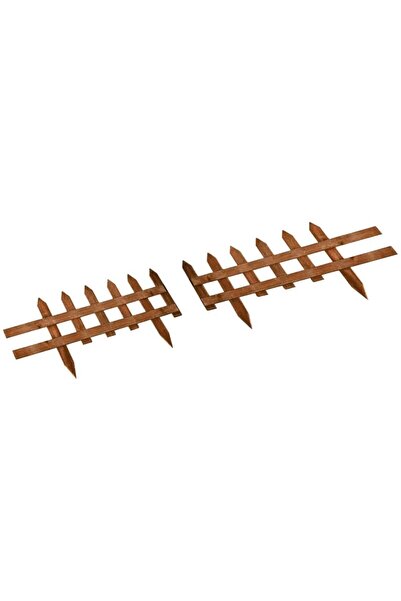 ART Decorative garden fence, made of wood, brown, set of 12 pieces, 60x34 cm