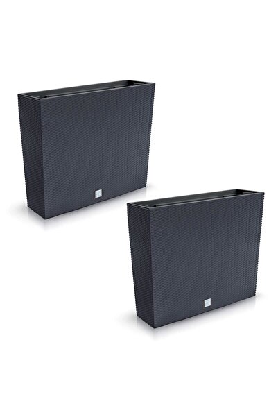 Prosperplast Set 2 jardiniere decorative, imitatie ratan, antracit, 58x18x49....