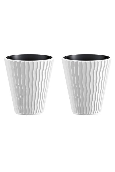 Prosperplast Set 2 ghivece de flori, Sandy, rotunde, 39x43.6 cm, alb,