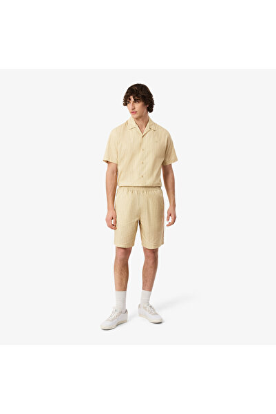 Lacoste Crocodile Print Stripe Cotton Shorts - GH1964-00-2IU