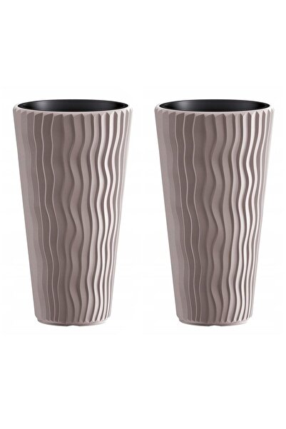 Prosperplast Set 2 ghivece de flori, Sandy Slim, rotunde, inalte, 29.7x53.1 c...