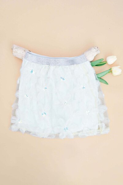 Fulla Moda Floral Elastic Waist Glittery Girls' Skirt