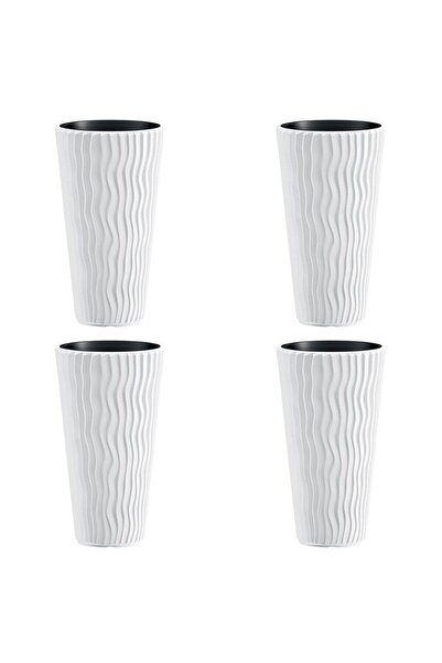 Prosperplast Set 4 ghivece de flori, Sandy Slim, rotunde, inalte, 34.9x62 cm,...