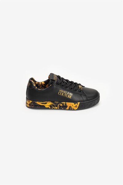 VERSACE JEANS COUTURE Leather Printed Outsole Kadın Sneaker Siyah