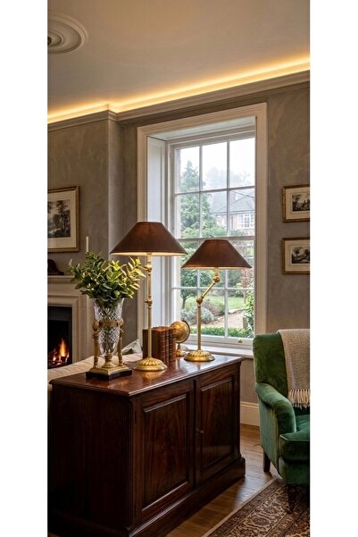 demet habek mylights Gold Lampshade Matte Gold Plated Movable Vintage Brown F...