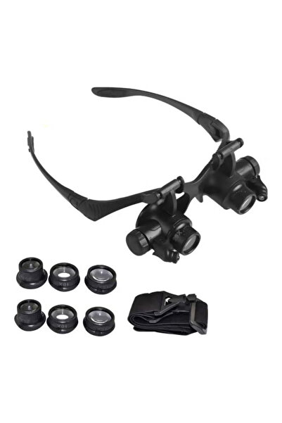 BSMBIOO Repair Magnifier Loupe Glasses With LED Light Black