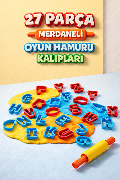 HEROES DOUGH 27 Parça Merdaneli Oyun Hamuru Kalıp Seti - Eğitici Çocuk Aktivi...