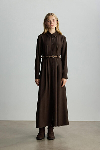 BE BLUE Brown K Belt Detailed Dress