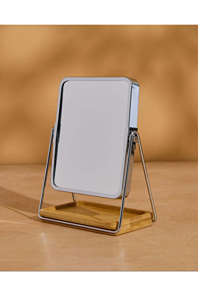 REDTAG Silver Double Side Mirror With Bamboo Tray (1X & 2X)