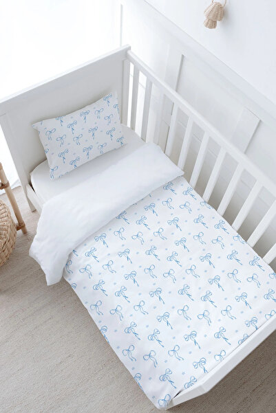 Tuğba Kuğu Baby Boy Duvet Cover Set - Pureline Series - Blue Dainty Bow
