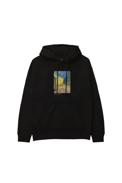 The Lucid Lab Café Terrace at Night Hoodie - Black