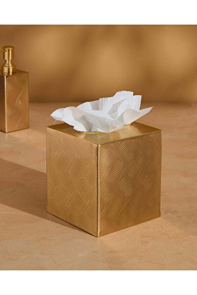 REDTAG Gold Leaf Square Tissue Box Cover