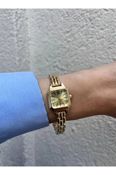 naaksesuar Gold Color Square Case Classic Modern Women's Watch