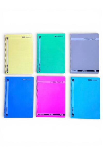 UMUT DEFTER Umut A4 60 Sheets Striped Spiral Plastic Cover Notebook 12 Pieces