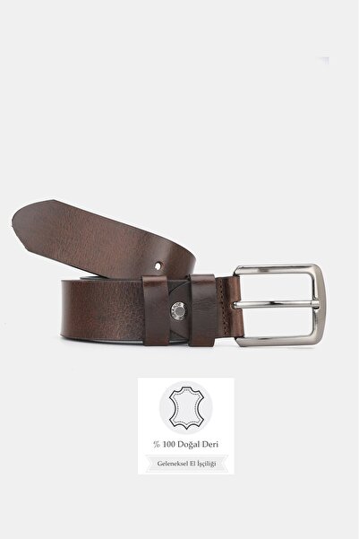 TUNAELLİ ЧОЛОВІЧІ КОРИЧНЕВІ ШТАНИ З НАСТУПНОЮ ШКІРОЮ 4 СМ СПОРТИВНИЙ ПАС