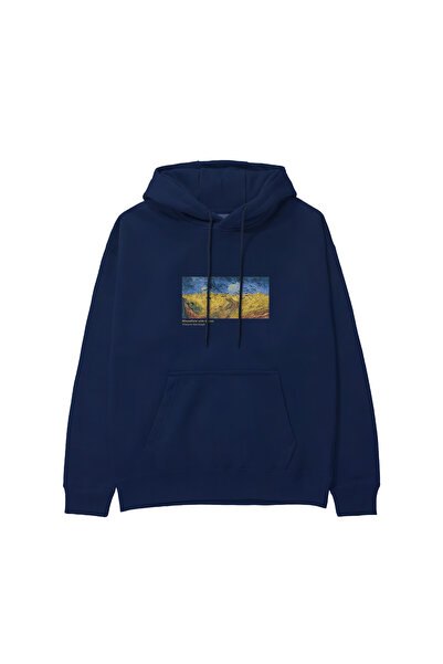 The Lucid Lab Wheat Field and Crows Hoodie - Navy Blue