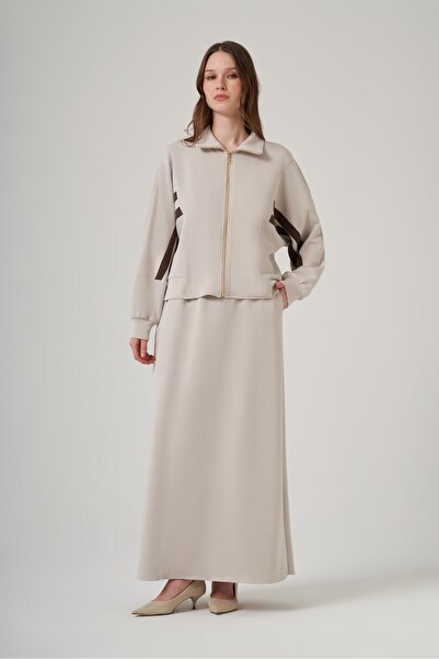 Nuss 1096 Jacket Skirt Set with Double Band Detail on the Sleeves