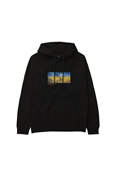 The Lucid Lab Wheat Field and Crows Hoodie - Black