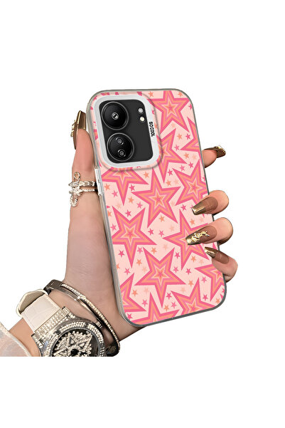 ucuc Poco C65 Compatible Hard Acrylic Back Silicone Edge Lens Protection Star...