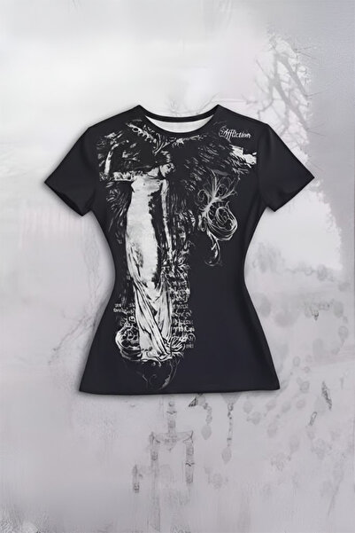 Köstebek Black Vintage Angel Affliction Cyber Grunge Y2K Short Sleeve Cropped