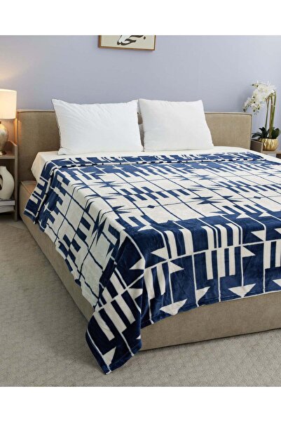 REDTAG Blue Printed Blanket (Double Size)