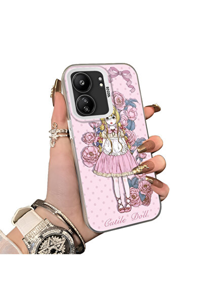 ucuc Poco C65 Compatible Hard Acrylic Back Silicone Edge Lens Protection Styl...