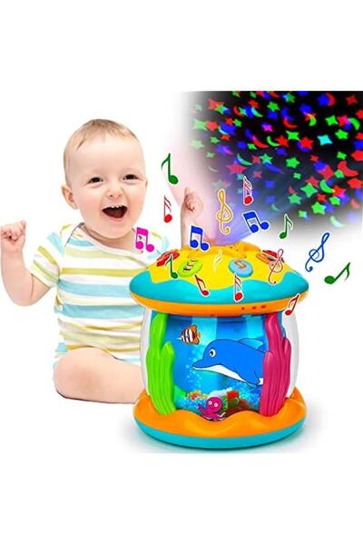 GENERAL لعبة موسيقية مضيئة لوقت الاستلقاء على البطن مع جهاز عرض دوار على شكل ...